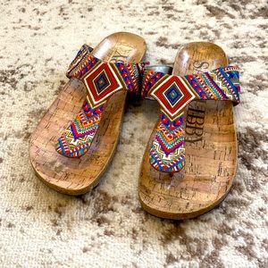 Sam&Libby shoes,Embroidered T-strap sandals.Size 8 1/2.Color rainbow/multicolor